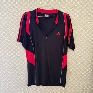 Vintage 2000s adidas black and red athletic quarter zip t shirt